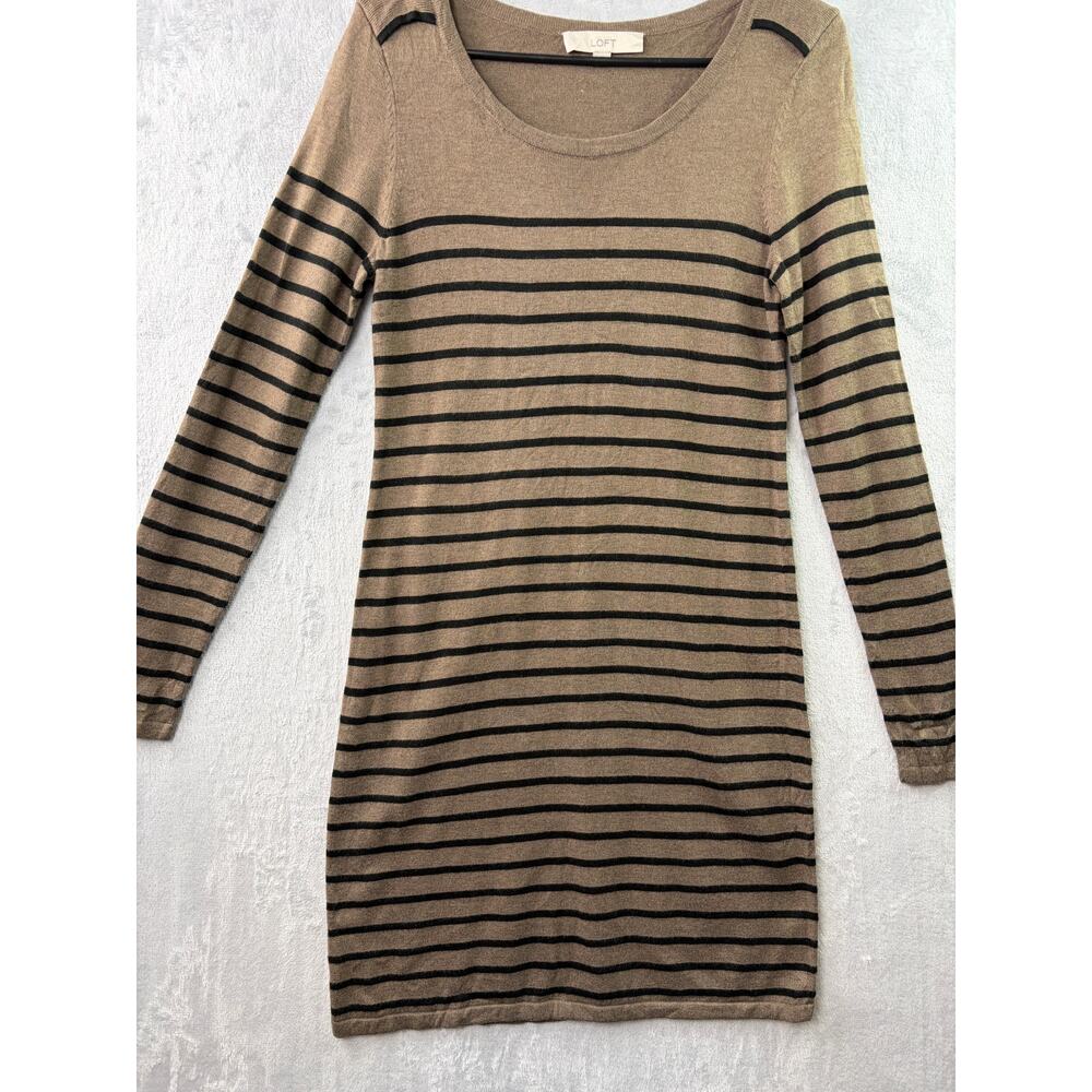 Ann Taylor LOFT Brown & Black Stripe Sweater Dress – Size S - Picture 6 of 6